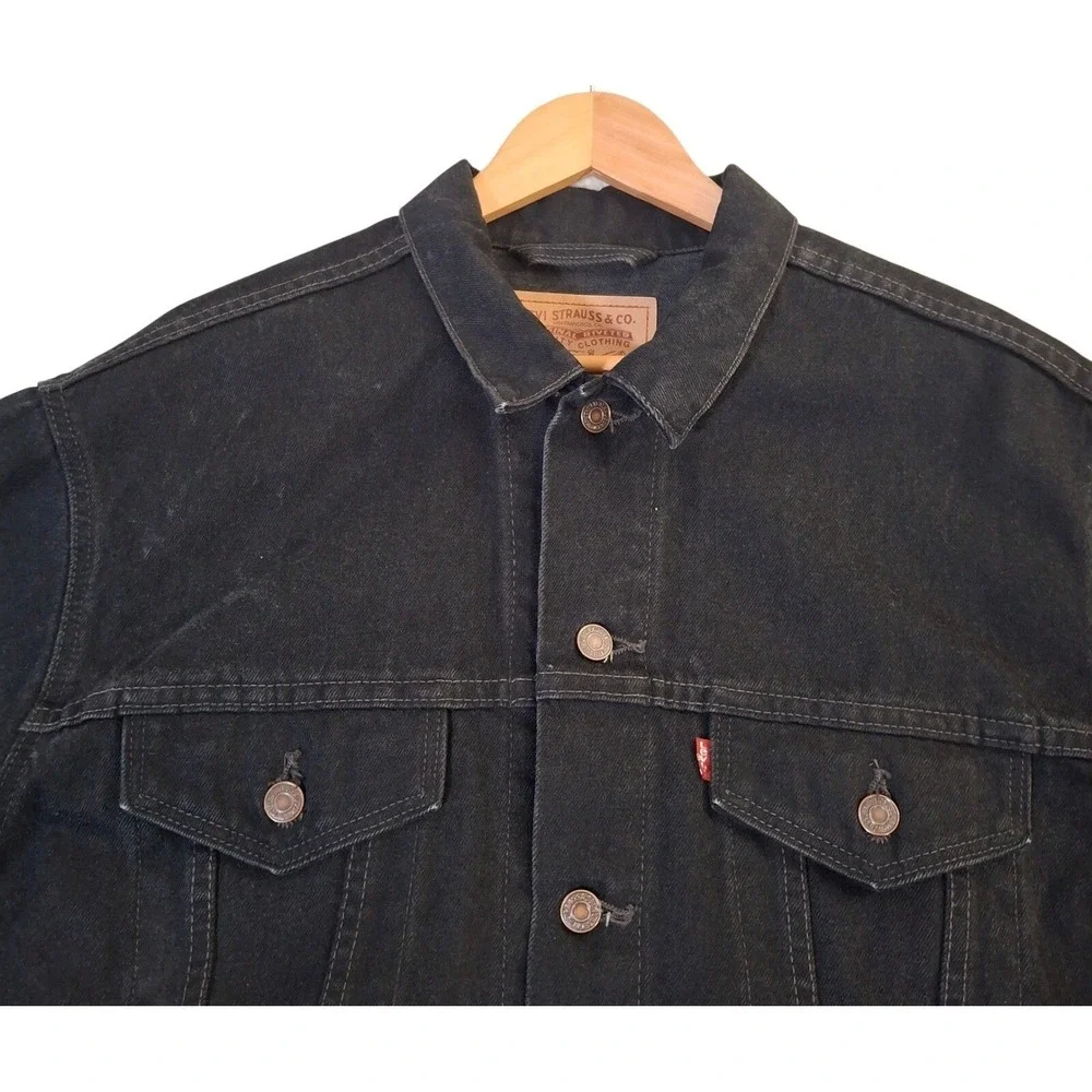 Vintage 90s Levi's 70507-4159 Trucker Jacket Men's Large Black Denim Made in USA